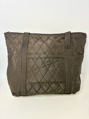 Braciano Quilted Brown Tote Bag Lined Lightweight Pockets Shoulder Bag